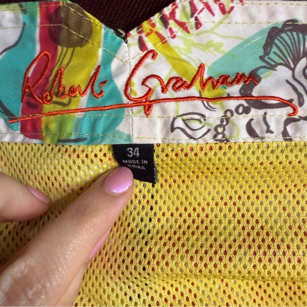 Robert Graham Lined Zip Front Swim Board‎ Shorts Multi Color Abstract size 34